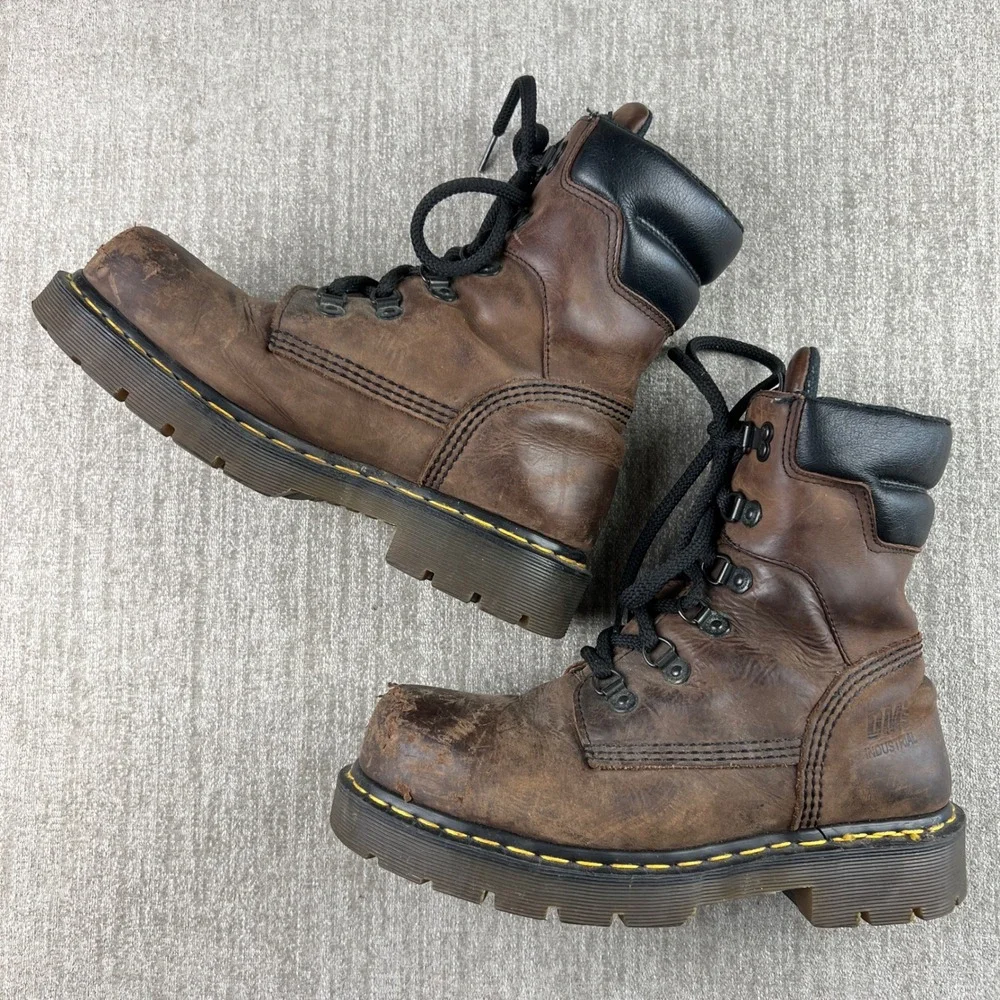 Dr. Martens 8841 Steel Toe Boots Mens 7 Brown Made In England Grunge Chunky Y2K